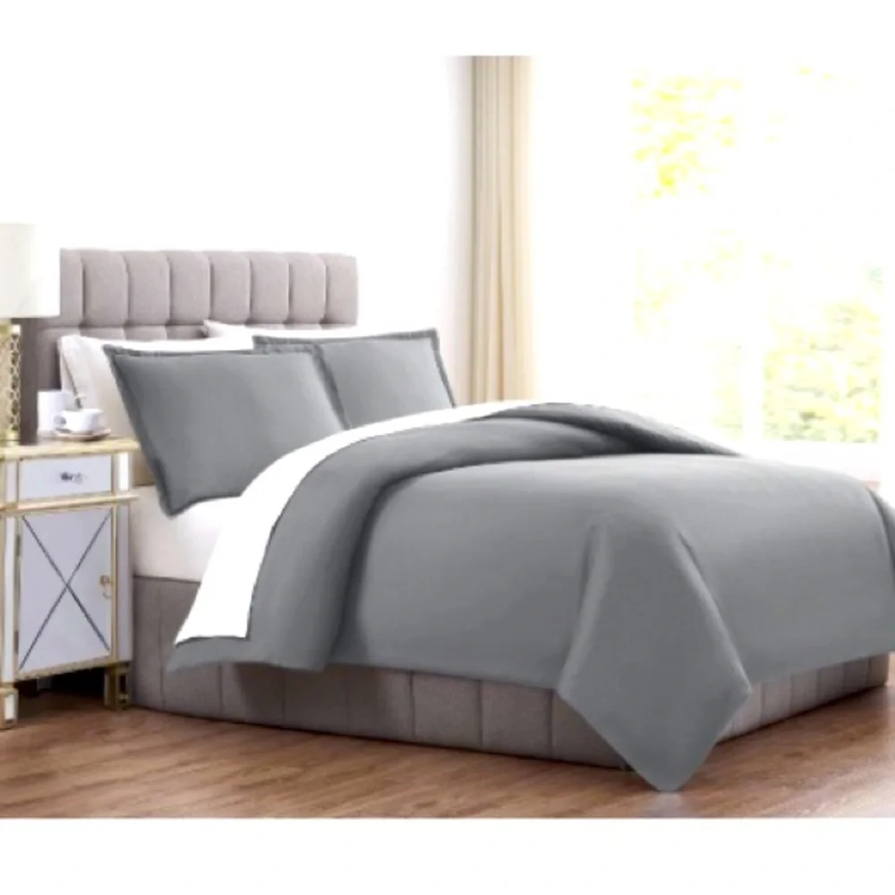 NWT 1000 Thread Count King Duvet Cover Set Dark Gray- Charisma